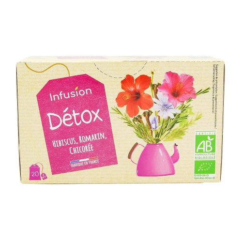 Infusion Bio Détox Minceur - Hibiscus - Chicorée - Romarin - Guarana - Agidra